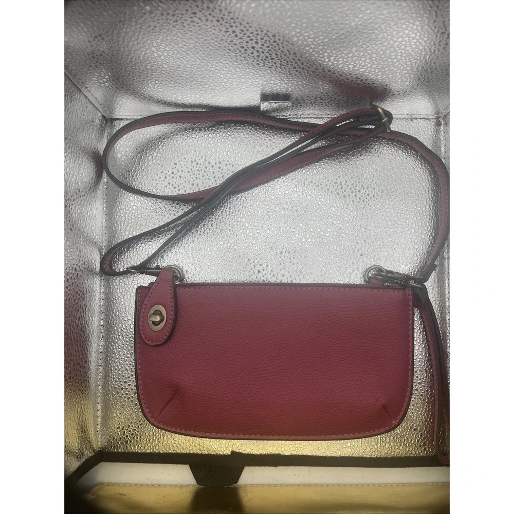 Joy Susan Women's Vegan Leather Wristlet Crossbody Clutch Bag Hot Pink W/ strap - Picture 5 of 16